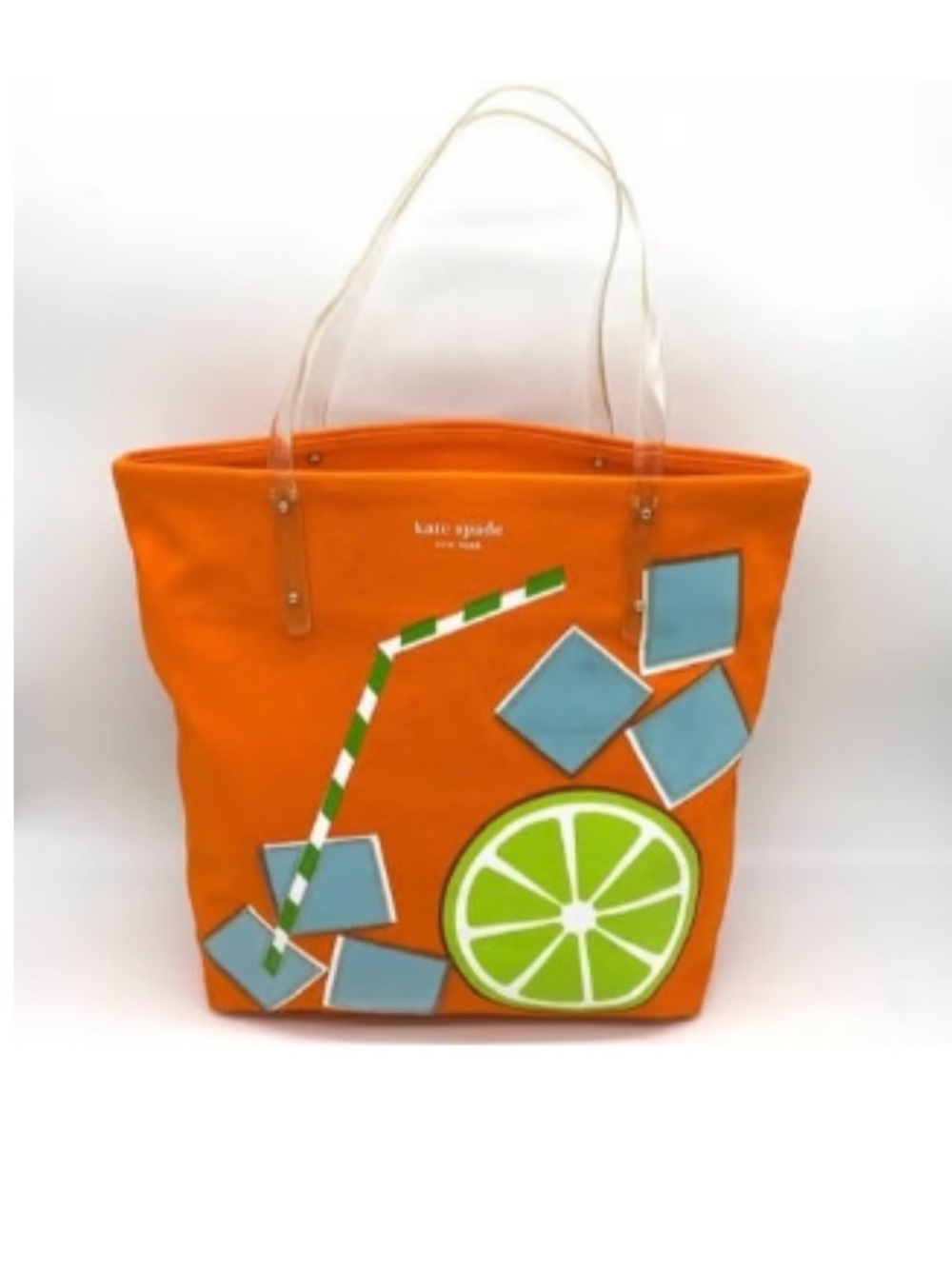 kate spade Orange Canvas Tote with Lime Slice and Ice Motif